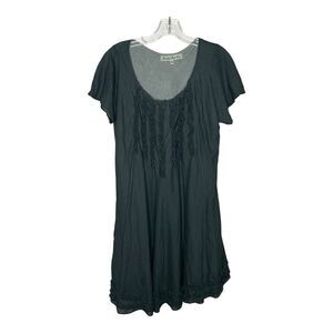 JP And Mattie Dress Womens Medium Ruffle Cotton Short Sleeve Gray Sundance Lined